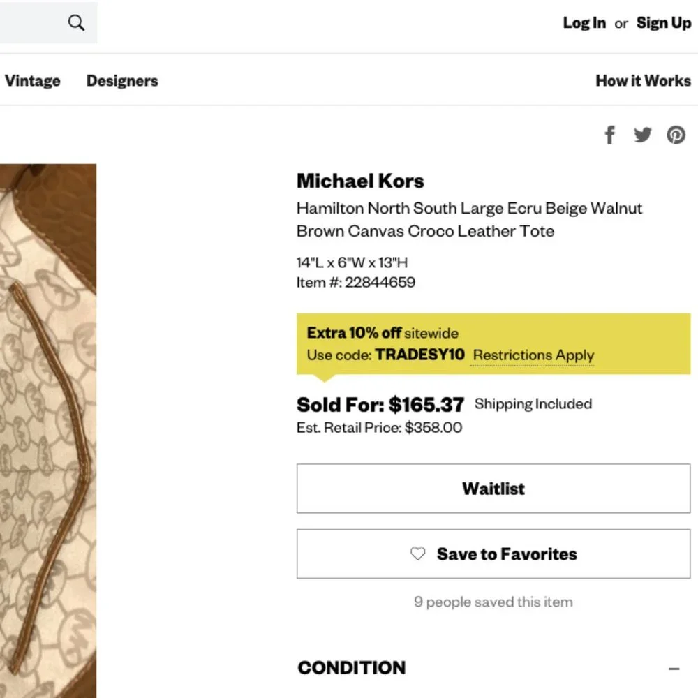 At best price: Authentic Michael Kors Hamilton NS Canvas/ Leather Tote - Picture 16 of 16